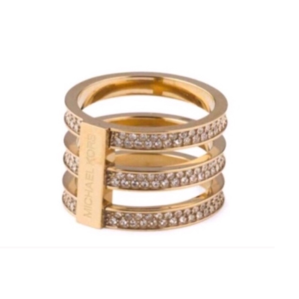 ✨NWT✨ Michael Kors Crystal Band Goldtone Ring 7